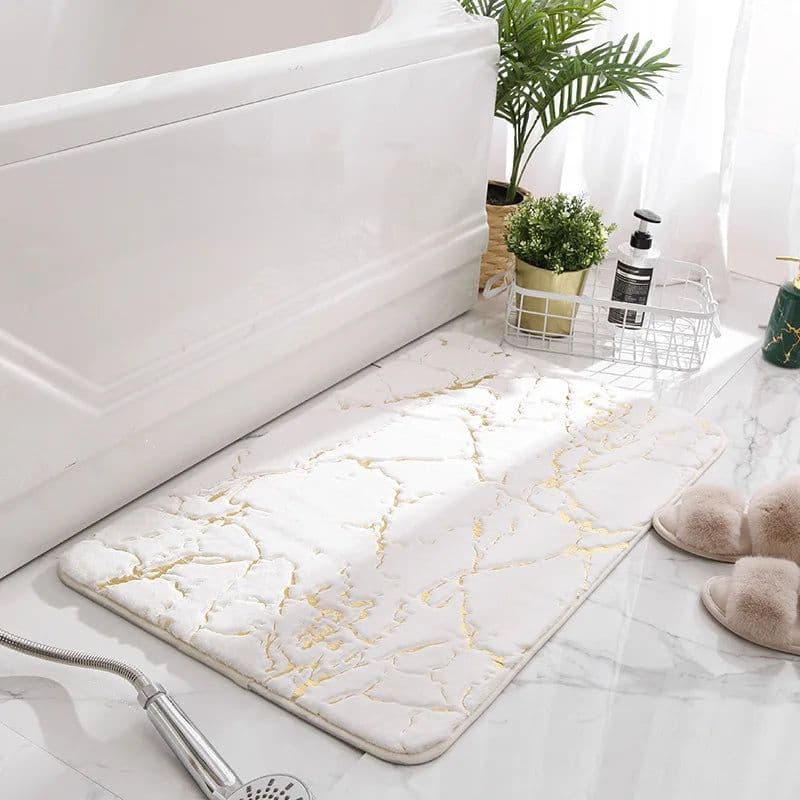 image-Oversized Bath Mat 80x120cm 60x90cm 50x80cm 40x60cm Black White Marble Fluffy Floor Rugs Fuax Rabbit Rur Bathroom Carpet Rugs