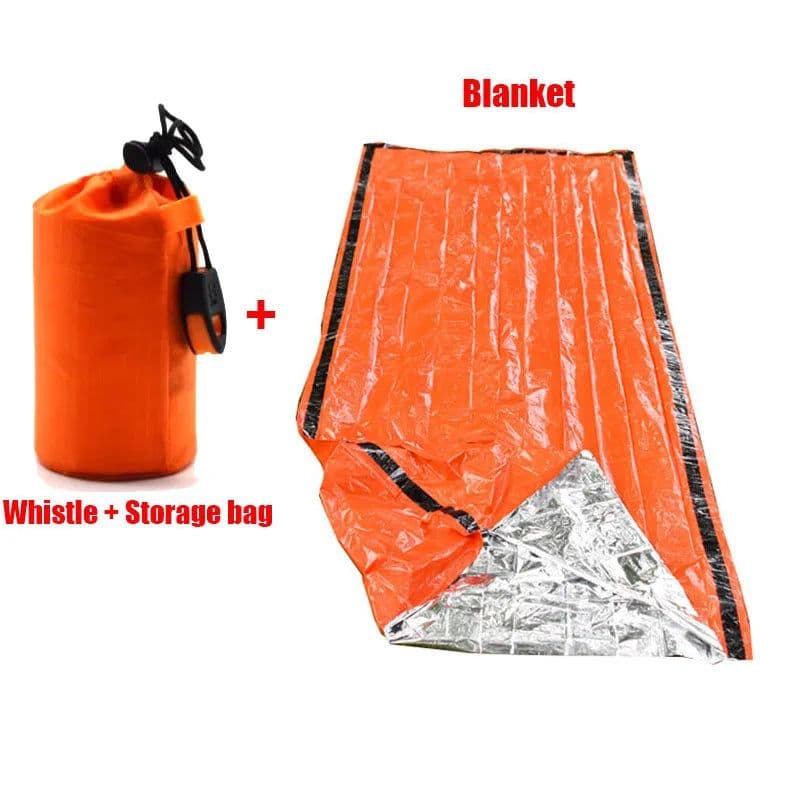 image-Portable Waterproof Emergency Survival Sleeping Bag Outdoor Edc Camping Gear Thermal Sack First Aid Rescue Kit Mylar Blanket
