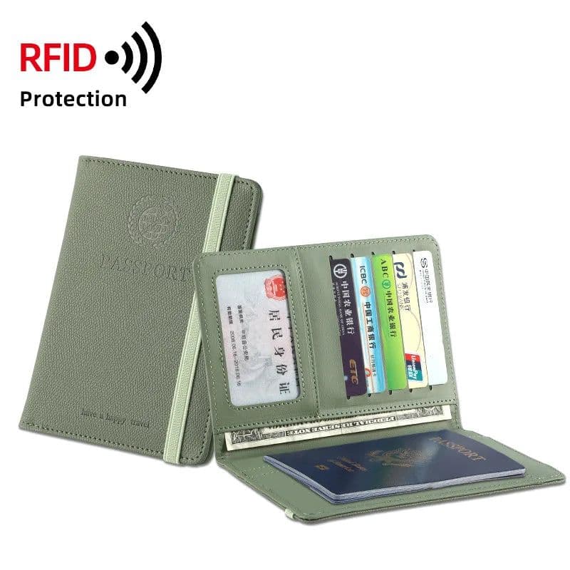 image-RFID Blocking Passport Wallets Zipper Waterproof Wallet Hand holder Anti-Theft Cell Phone Purse Travel Accessories