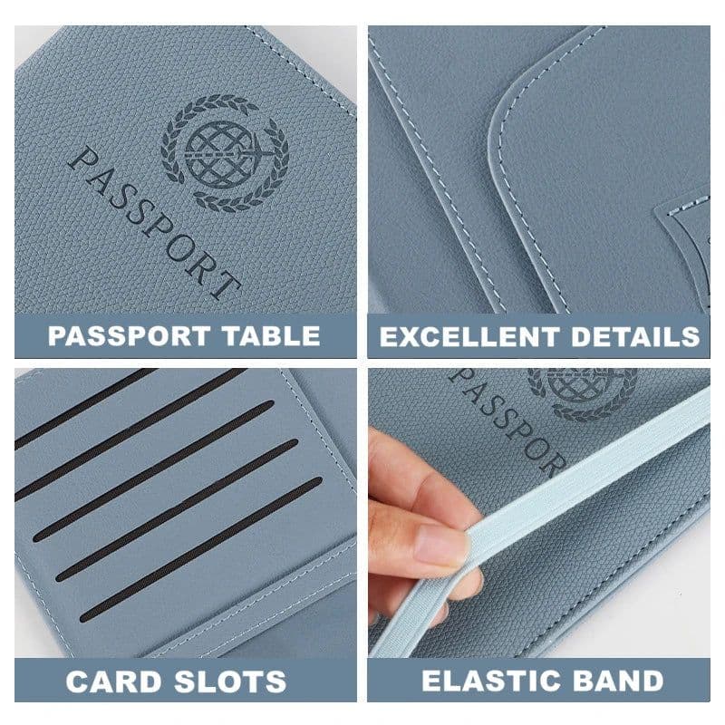 image-RFID Blocking Passport Wallets Zipper Waterproof Wallet Hand holder Anti-Theft Cell Phone Purse Travel Accessories