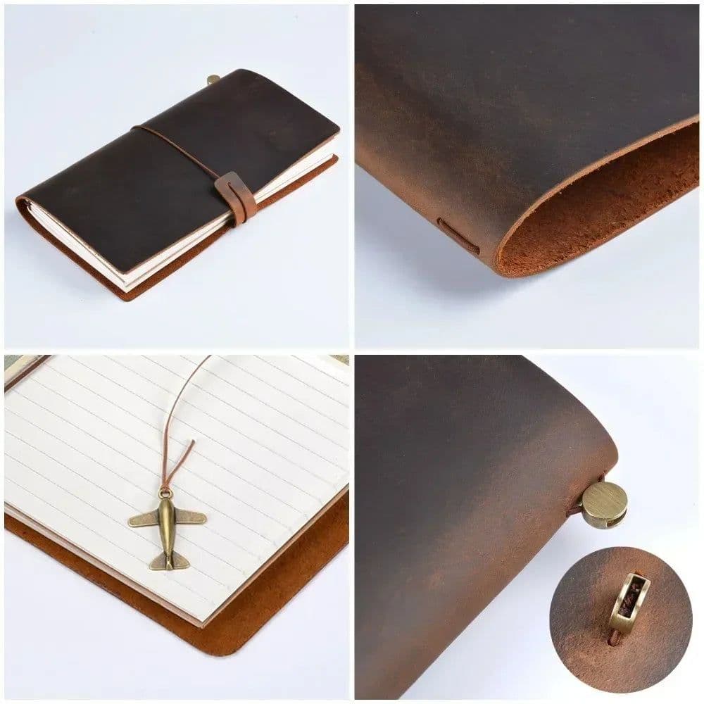 image-Moterm Hot Sale 100% Genuine Leather Notebook Handmade Vintage Cowhide Diary Journal Sketchbook Planner TN Travel Notebook Cover