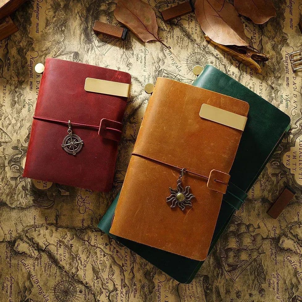 image-Moterm Hot Sale 100% Genuine Leather Notebook Handmade Vintage Cowhide Diary Journal Sketchbook Planner TN Travel Notebook Cover