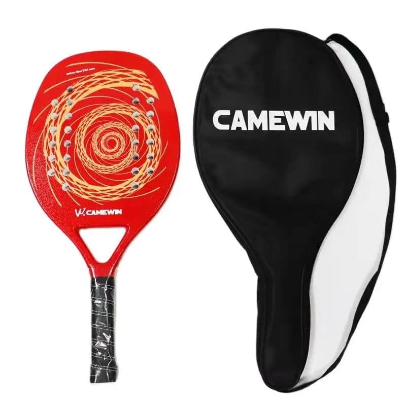 image-2021 New Professional Carbon Beach Tennis Racket Paddle Soft EVA Friction Face Raqueta With Bag Red Adult Sporting Goods Padel