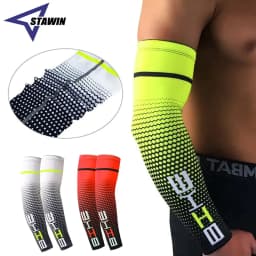 image-1 Pair Unisex Cycling Running Sports Sleeve Arm Cooling Sleeves UV Sun Protection Cuff Cover Protective Elastic Arm Sleeves New