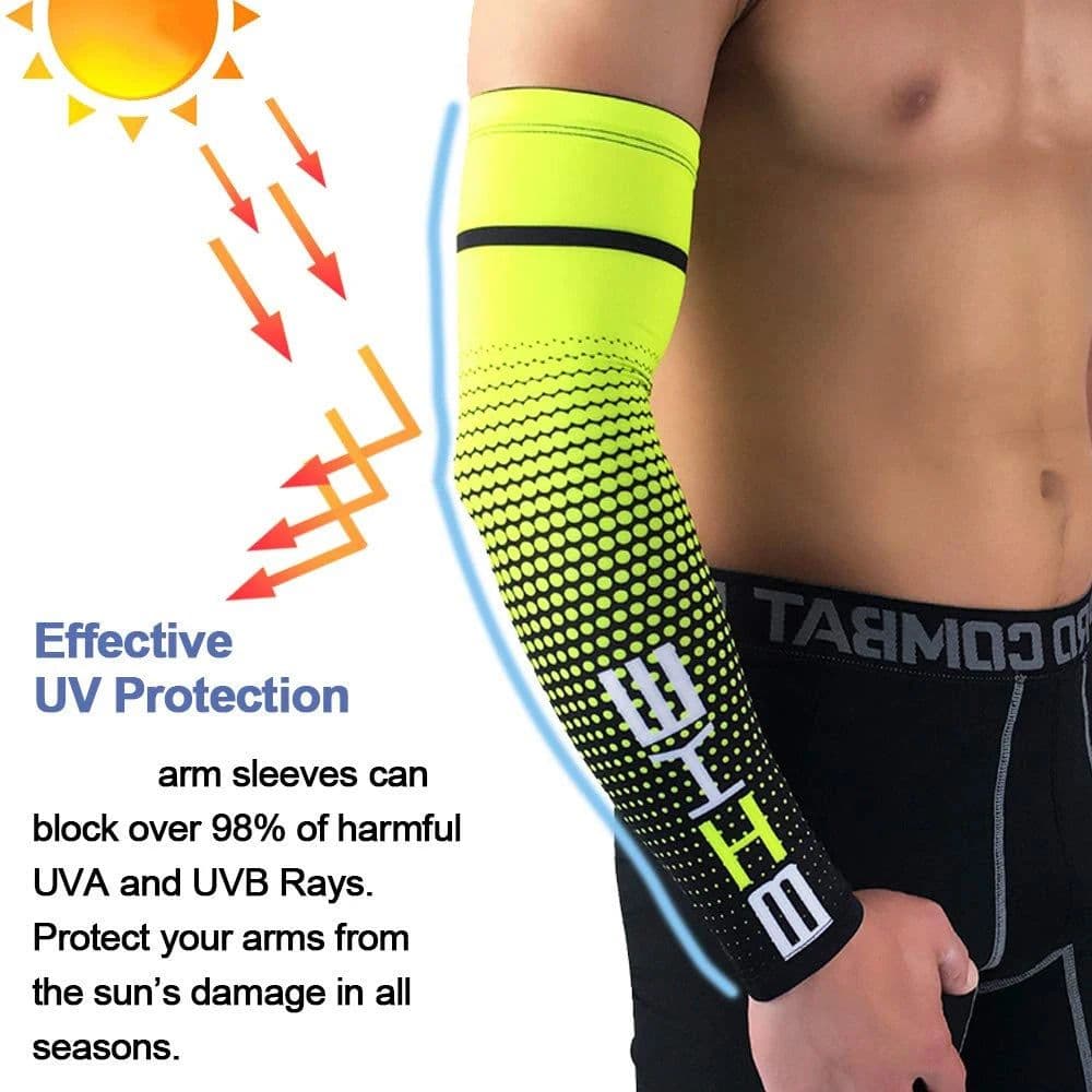 image-1 Pair Unisex Cycling Running Sports Sleeve Arm Cooling Sleeves UV Sun Protection Cuff Cover Protective Elastic Arm Sleeves New
