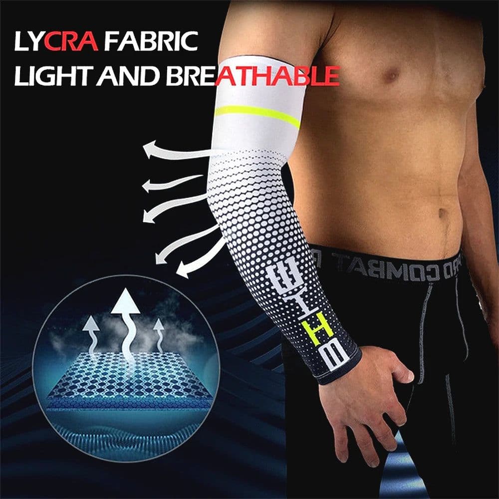 image-1 Pair Unisex Cycling Running Sports Sleeve Arm Cooling Sleeves UV Sun Protection Cuff Cover Protective Elastic Arm Sleeves New