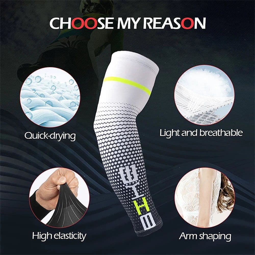 image-1 Pair Unisex Cycling Running Sports Sleeve Arm Cooling Sleeves UV Sun Protection Cuff Cover Protective Elastic Arm Sleeves New
