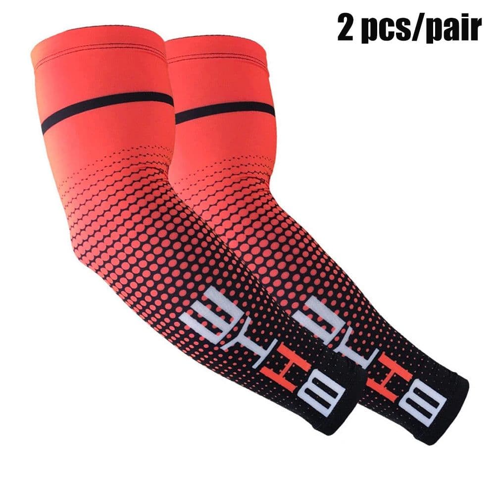 image-1 Pair Unisex Cycling Running Sports Sleeve Arm Cooling Sleeves UV Sun Protection Cuff Cover Protective Elastic Arm Sleeves New