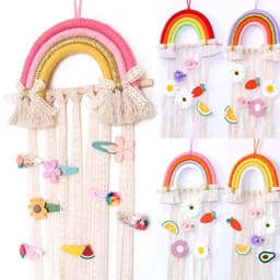 image-INS Weave Rainbow Baby Hair Clips Accessories Holder Princess Girls Hairpin Hairband Storage Pendant Jewelry Wall Ornaments