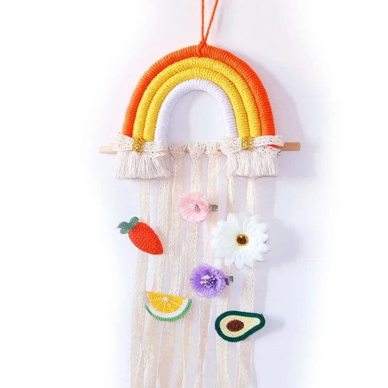 image-INS Weave Rainbow Baby Hair Clips Accessories Holder Princess Girls Hairpin Hairband Storage Pendant Jewelry Wall Ornaments