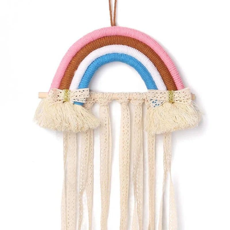 image-INS Weave Rainbow Baby Hair Clips Accessories Holder Princess Girls Hairpin Hairband Storage Pendant Jewelry Wall Ornaments