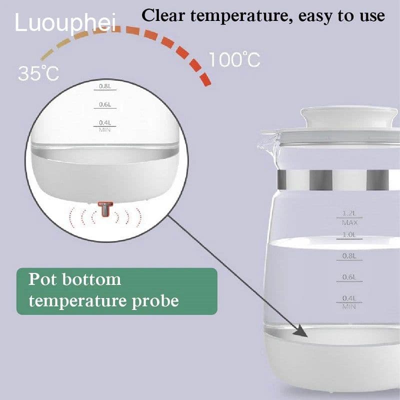 image-1.2L Infant Thermostatic Milk Regulator Baby Kettle Keep Warm 24 Hours Hot Water Smart Insulation Pot Milk Powder Warmer