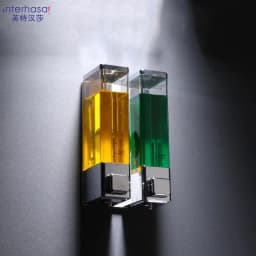 image-interhasa! Shampoo Dispenser Wall Soap Dispenser Shower Dispenser Chrome Finish Square Liquid Soap Bottle Bathroom Accessories