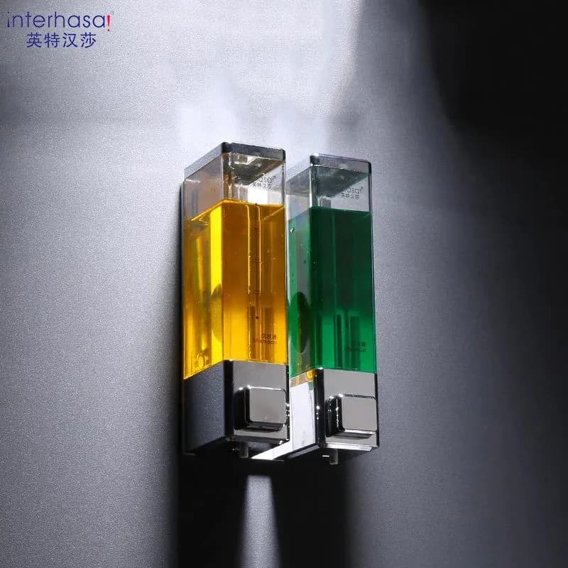 image-interhasa! Shampoo Dispenser Wall Soap Dispenser Shower Dispenser Chrome Finish Square Liquid Soap Bottle Bathroom Accessories