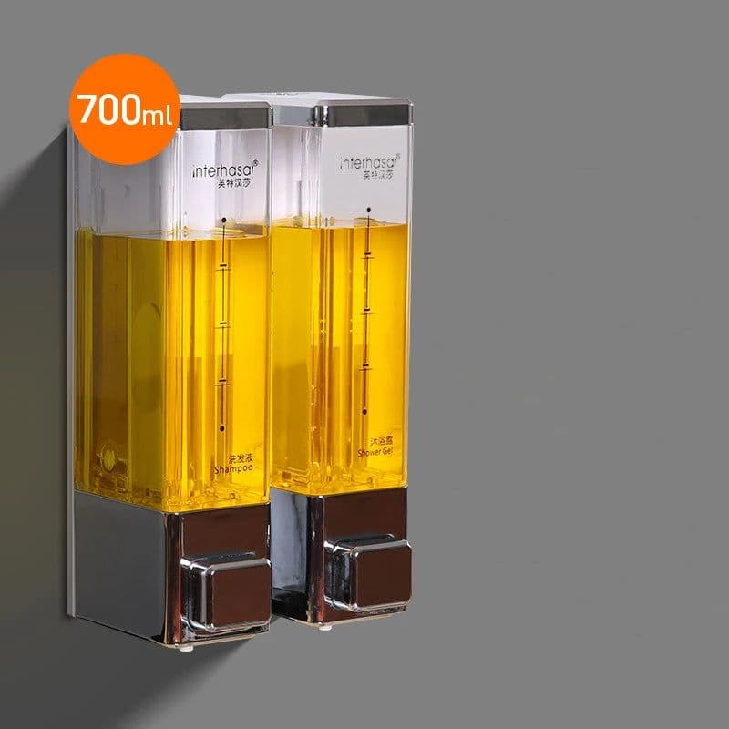 image-interhasa! Shampoo Dispenser Wall Soap Dispenser Shower Dispenser Chrome Finish Square Liquid Soap Bottle Bathroom Accessories