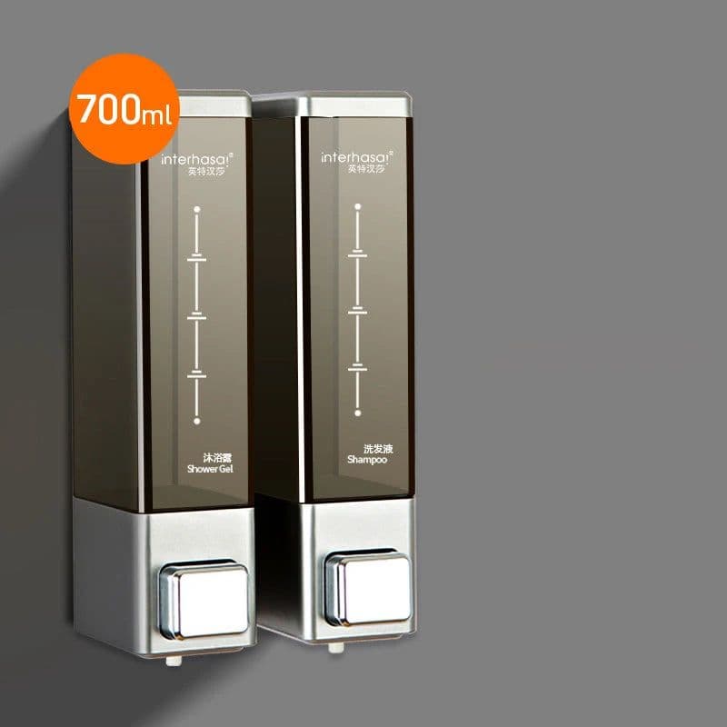 image-interhasa! Shampoo Dispenser Wall Soap Dispenser Shower Dispenser Chrome Finish Square Liquid Soap Bottle Bathroom Accessories