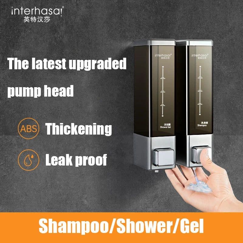 image-interhasa! Shampoo Dispenser Wall Soap Dispenser Shower Dispenser Chrome Finish Square Liquid Soap Bottle Bathroom Accessories