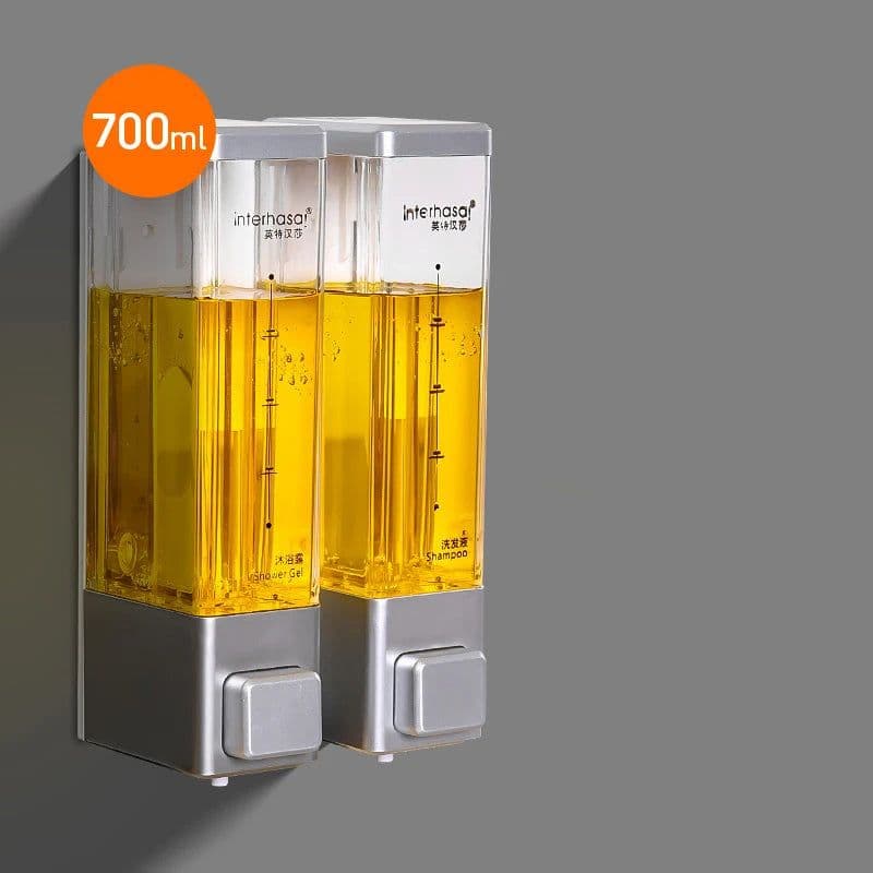 image-interhasa! Shampoo Dispenser Wall Soap Dispenser Shower Dispenser Chrome Finish Square Liquid Soap Bottle Bathroom Accessories
