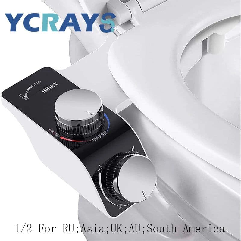 image-Bidet Toilet Seat Attachment Non-Electric Self-Cleaning Dual Nozzles Wash Hot Cold Mixer Water Lady Bathroom Accessories Sprayer