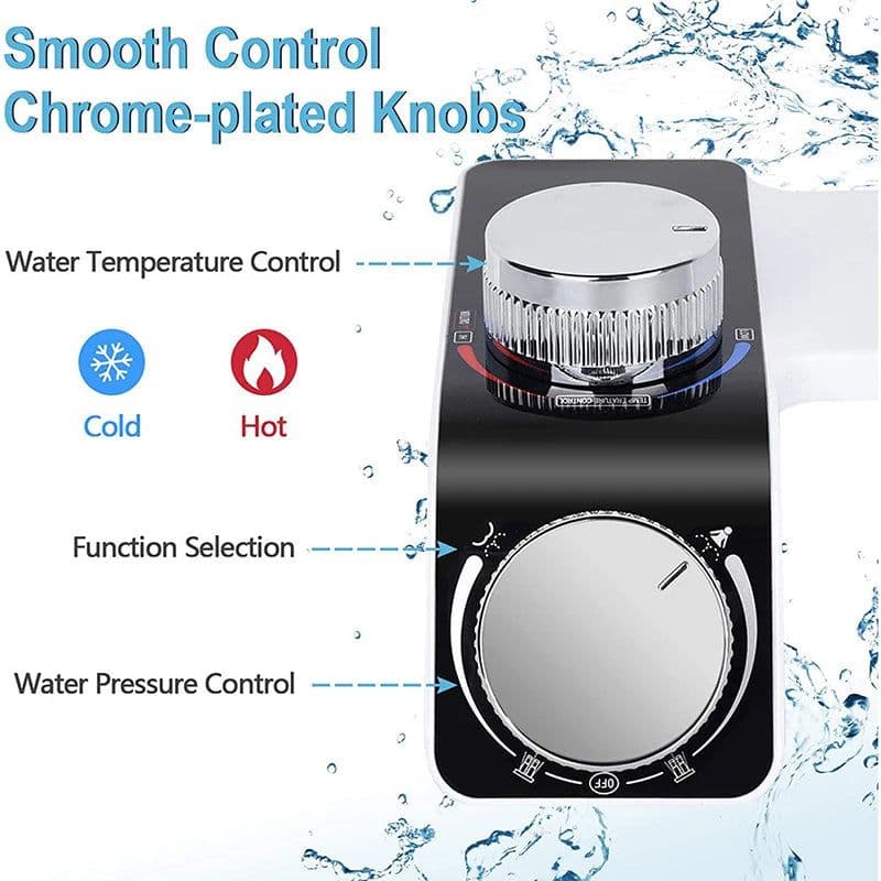 image-Bidet Toilet Seat Attachment Non-Electric Self-Cleaning Dual Nozzles Wash Hot Cold Mixer Water Lady Bathroom Accessories Sprayer