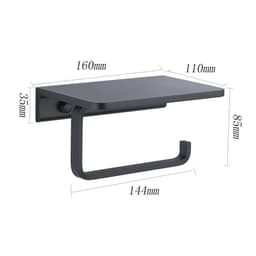 image-55CM Matte Black Double Towel Bars Bathroom Towel Hanger Space Aluminum Bathroom Accessories Towel Rack Towel Ring Toilet Brush