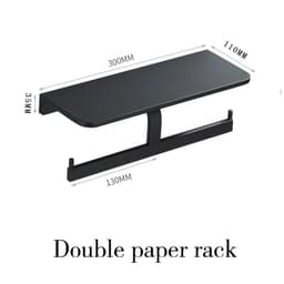 image-55CM Matte Black Double Towel Bars Bathroom Towel Hanger Space Aluminum Bathroom Accessories Towel Rack Towel Ring Toilet Brush