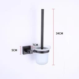 image-55CM Matte Black Double Towel Bars Bathroom Towel Hanger Space Aluminum Bathroom Accessories Towel Rack Towel Ring Toilet Brush