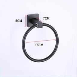image-55CM Matte Black Double Towel Bars Bathroom Towel Hanger Space Aluminum Bathroom Accessories Towel Rack Towel Ring Toilet Brush