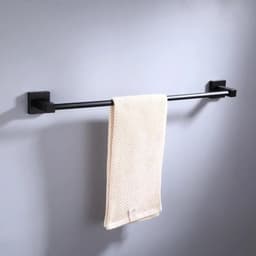 image-55CM Matte Black Double Towel Bars Bathroom Towel Hanger Space Aluminum Bathroom Accessories Towel Rack Towel Ring Toilet Brush