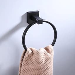 image-55CM Matte Black Double Towel Bars Bathroom Towel Hanger Space Aluminum Bathroom Accessories Towel Rack Towel Ring Toilet Brush