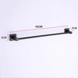 image-55CM Matte Black Double Towel Bars Bathroom Towel Hanger Space Aluminum Bathroom Accessories Towel Rack Towel Ring Toilet Brush