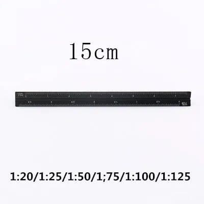 image-TUTU high quality colorful 15cm aluminum triangular scale ruler aluminum 1:20 - 1:600 alloy metal scale regua desenho H0003
