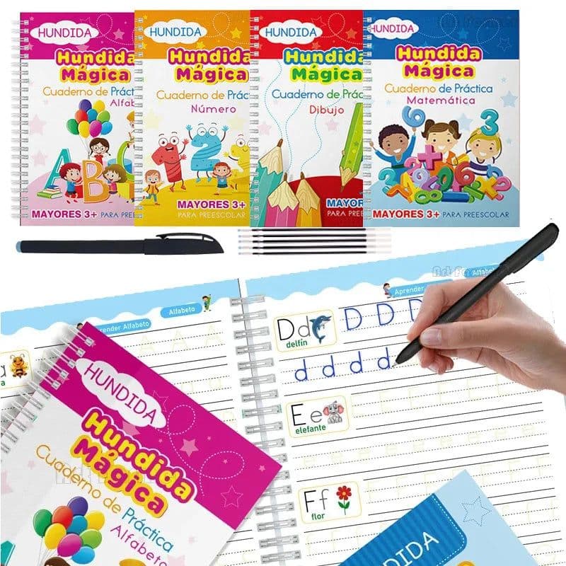image-Learning Books for Children Spanish Calligraphy Notebook English Montessori Magic Book Mathematical Copybooks Notebooks Kids