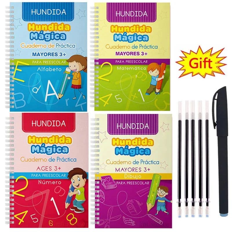 image-Learning Books for Children Spanish Calligraphy Notebook English Montessori Magic Book Mathematical Copybooks Notebooks Kids