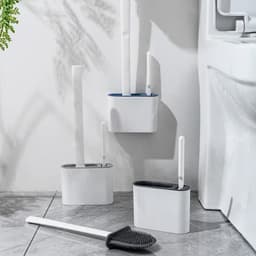 image-Wall Hanging Silicone Toilet Brush Long Handle Quick Dry Toilet Cleaning Brush for WC Bathroom Accessories Cleaning Tools