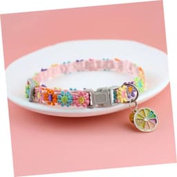 image-Fashion Rainbow Flower Cat Collar With Bell Kitten Puppy Necklace Adjustable Buckle Colorful Lace Kitten Collar Dog Accessories