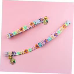 image-Fashion Rainbow Flower Cat Collar With Bell Kitten Puppy Necklace Adjustable Buckle Colorful Lace Kitten Collar Dog Accessories