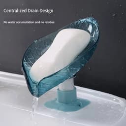 image-1Pc Leaf Design Drain Soap Box with Suction Cup Decorative Plastic Self Draining Bathroom Soap Tray Bathroom Organizers Storage