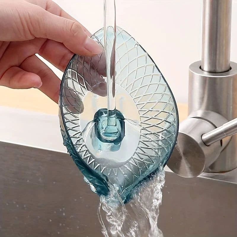image-1Pc Leaf Design Drain Soap Box with Suction Cup Decorative Plastic Self Draining Bathroom Soap Tray Bathroom Organizers Storage