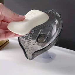 image-1Pc Leaf Design Drain Soap Box with Suction Cup Decorative Plastic Self Draining Bathroom Soap Tray Bathroom Organizers Storage