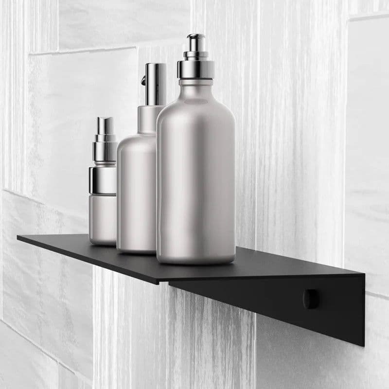 image-Floating Wall Shelf Shower Shampoo Holder Stainless Aluminum Organizer Storage Rack Kitchen Bathroom Accessories European Black