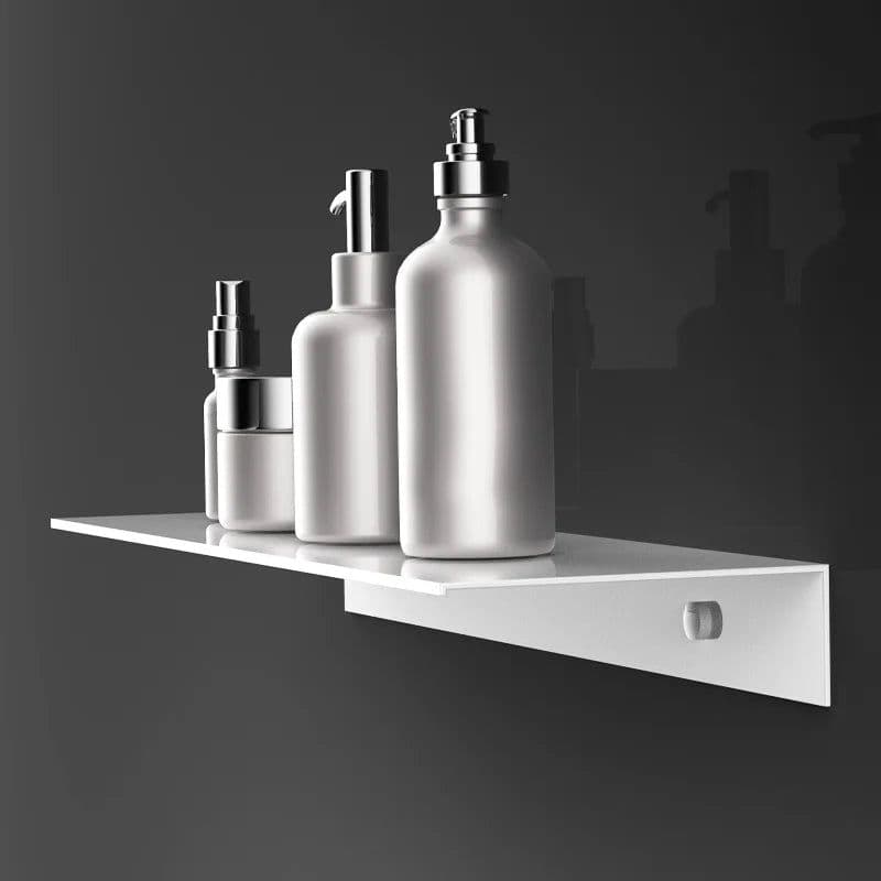 image-Floating Wall Shelf Shower Shampoo Holder Stainless Aluminum Organizer Storage Rack Kitchen Bathroom Accessories European Black