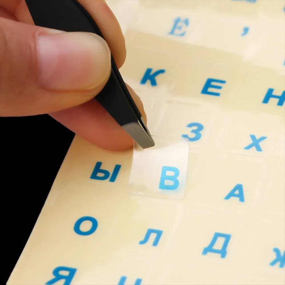 image-1PC Russian Transparent Keyboard Stickers Russia Layout Alphabet Black White Label Letters for Notebook Computer PC Laptop