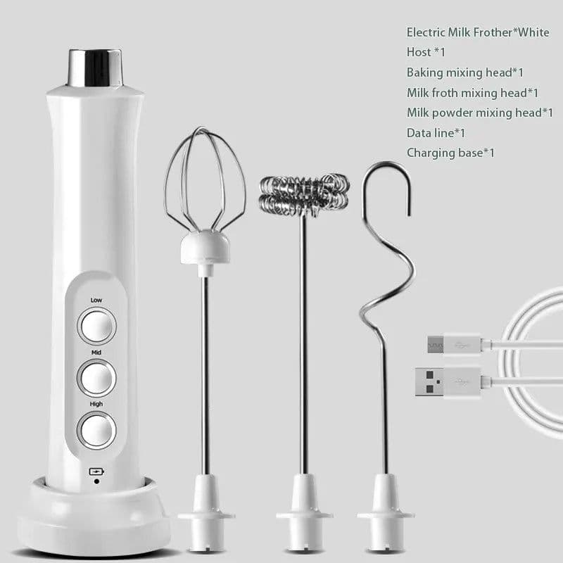 image-3 In 1 Portable Rechargeable Electric Milk Frother Foam Maker Handheld Foamer High Speeds Drink Mixer Coffee Frothing Wand