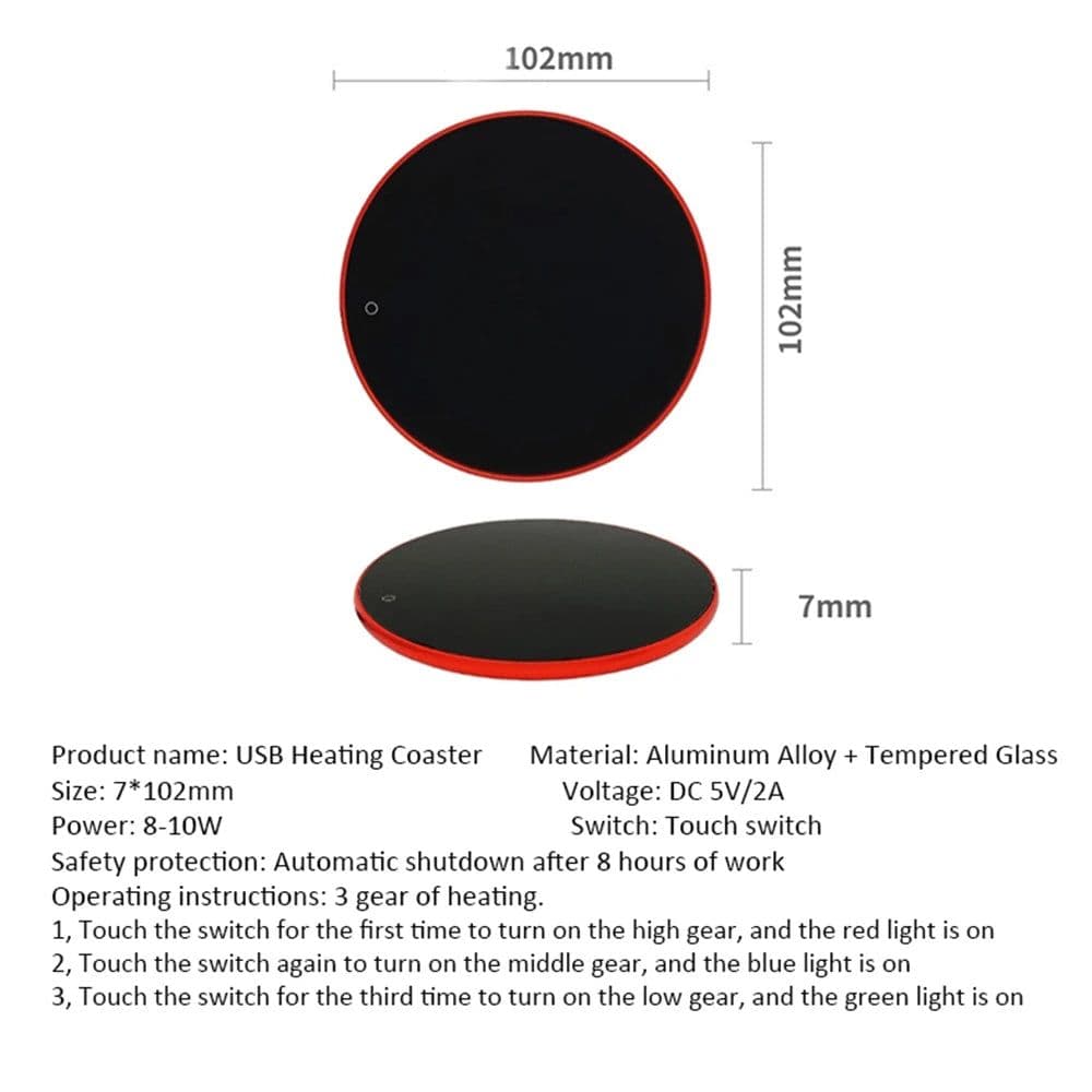 image-DC 5V USB Coffee Mug Cup Warmer Milk Tea Water Cup Heating Electric Touch Pad Temperature Adjustable Hot Tea Maker Heater Warmer