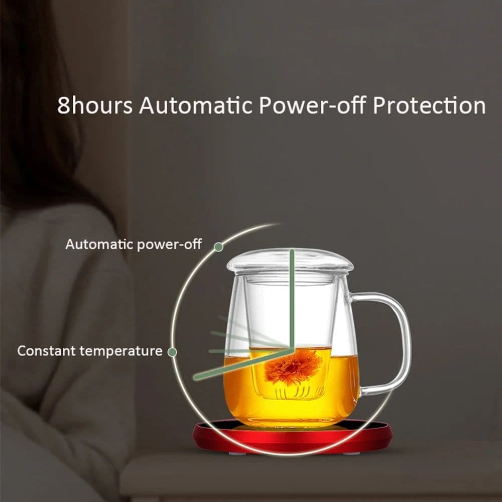 image-DC 5V USB Coffee Mug Cup Warmer Milk Tea Water Cup Heating Electric Touch Pad Temperature Adjustable Hot Tea Maker Heater Warmer