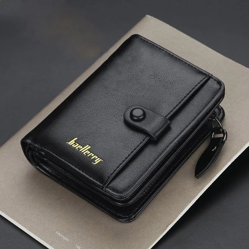 image-Fashion Men Wallets High Quality PU Leather Zipper Short Design Card Holder Male Purse with Coin Pockett Holder Men Wallets