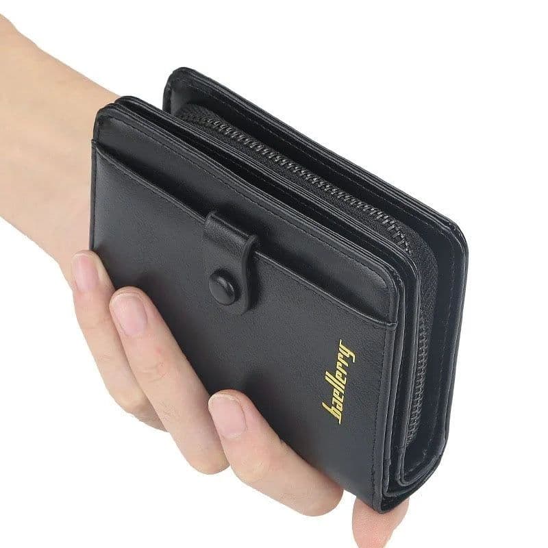 image-Fashion Men Wallets High Quality PU Leather Zipper Short Design Card Holder Male Purse with Coin Pockett Holder Men Wallets