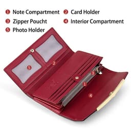 image-Genuine Leather Walletsfor Women Luxury Designer Purses RFID Card Holder Women's Long Handbag High Quality Ladies Gift