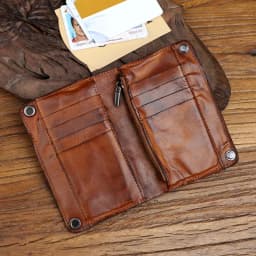 image-Handmade Wrinkle Wallet Original Leather Genuine Cow Leather Vertical Mens Wallets Retro Money Clips Luxury Short Billfold Purse